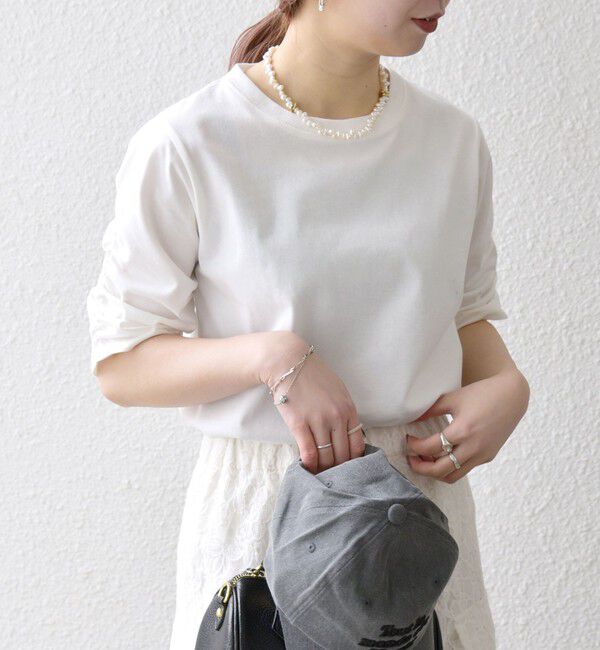 SHIPS any「SHIPS any:〈UVカット/接触冷感/吸水速乾/洗濯機可能〉USAコットン ギャザー TEE」|Tシャツ・カットソー|