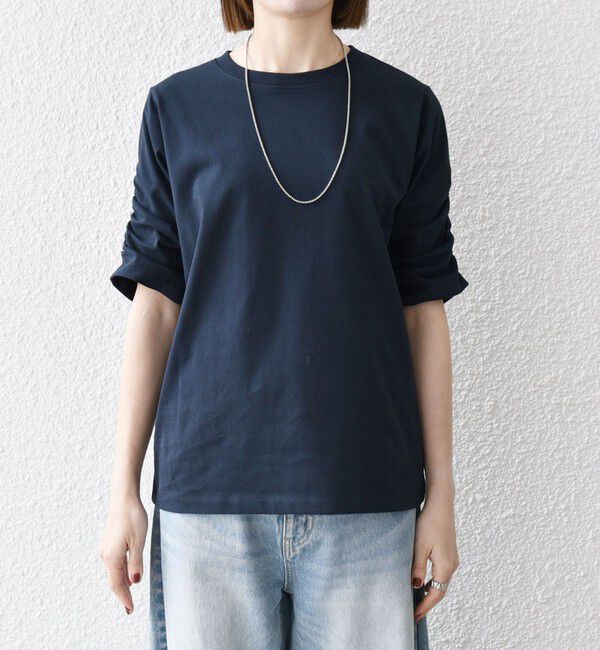 SHIPS any「SHIPS any:〈UVカット/接触冷感/吸水速乾/洗濯機可能〉USAコットン ギャザー TEE」|Tシャツ・カットソー|