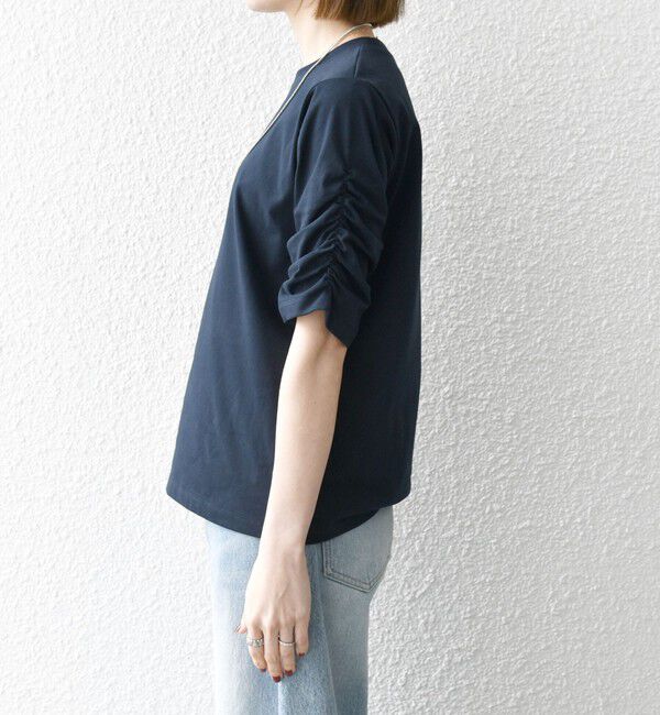 SHIPS any「SHIPS any:〈UVカット/接触冷感/吸水速乾/洗濯機可能〉USAコットン ギャザー TEE」|Tシャツ・カットソー|