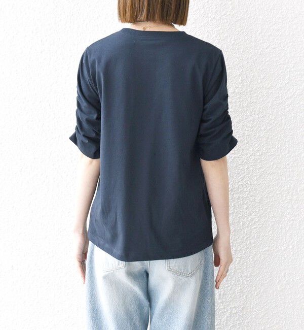 SHIPS any「SHIPS any:〈UVカット/接触冷感/吸水速乾/洗濯機可能〉USAコットン ギャザー TEE」|Tシャツ・カットソー|
