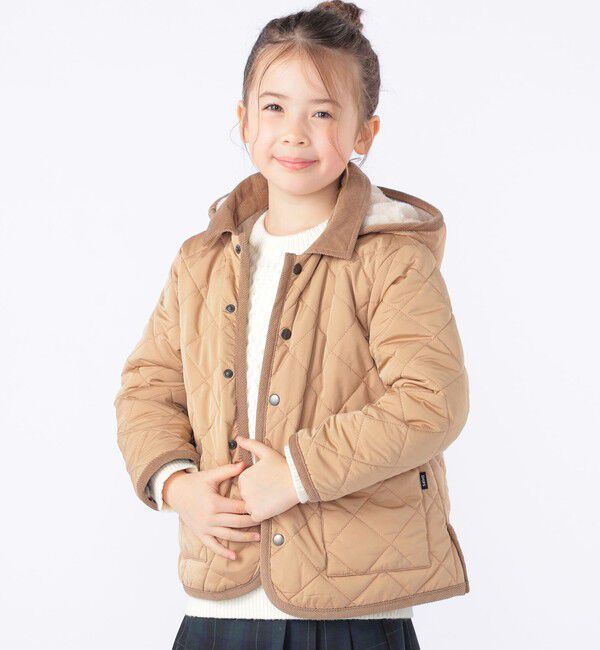 SHIPS KIDS「SHIPS KIDS:100～130cm /〈手洗い可能〉キルト フード ジャケット」|ブルゾン・スタジャン|ベージュ系
