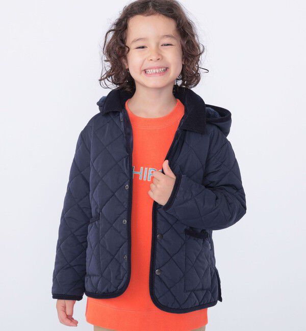 SHIPS KIDS「SHIPS KIDS:100～130cm /〈手洗い可能〉キルト フード ジャケット」|ブルゾン・スタジャン|