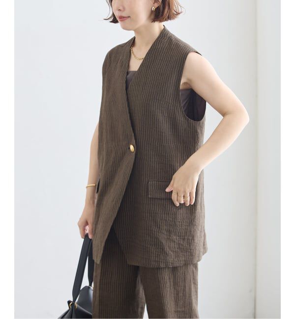 journal standard L'essage「FABRICAリネンストライプベスト」|ベスト・ジレ|