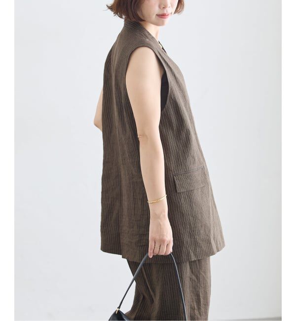 journal standard L'essage「FABRICAリネンストライプベスト」|ベスト・ジレ|
