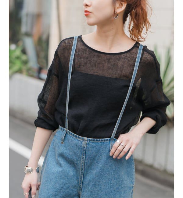 Spick and Span「《新色有り / 追加》メッシュリネンルーズプルオーバー」|シャツ・ブラウス|
