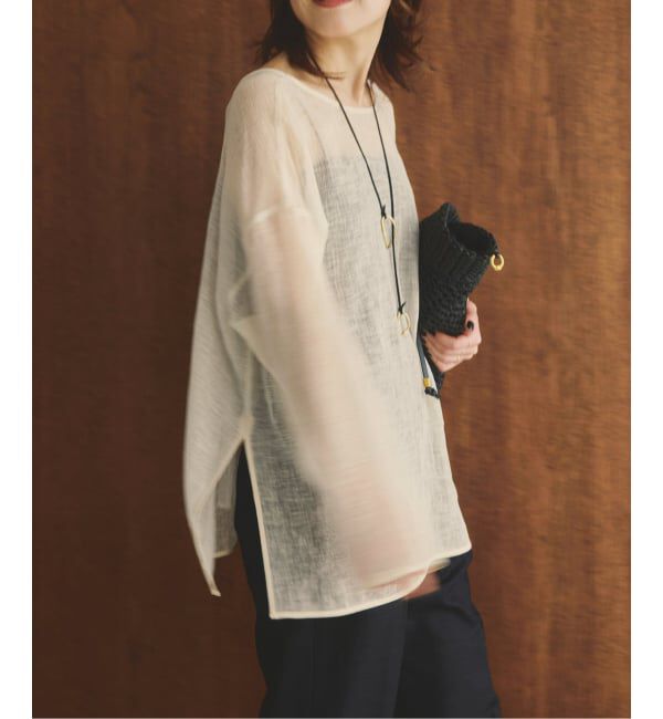 Spick and Span「《新色有り / 追加》メッシュリネンルーズプルオーバー」|シャツ・ブラウス|