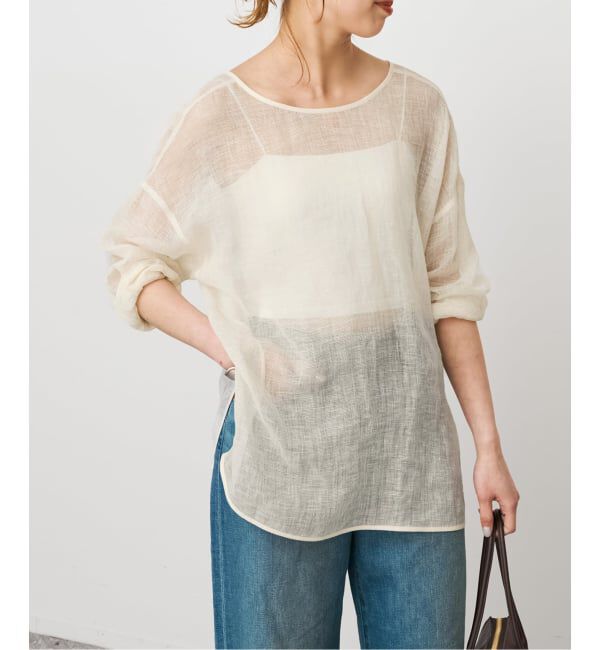 Spick and Span「《新色有り / 追加》メッシュリネンルーズプルオーバー」|シャツ・ブラウス|