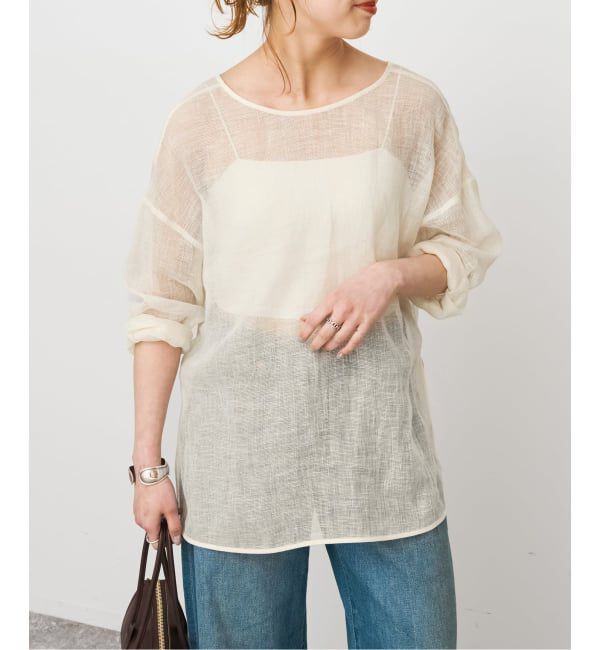 Spick and Span「《新色有り / 追加》メッシュリネンルーズプルオーバー」|シャツ・ブラウス|
