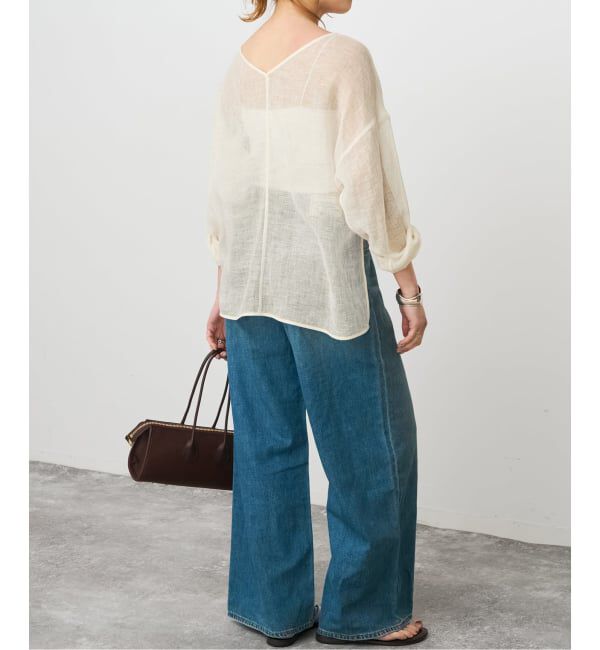 Spick and Span「《新色有り / 追加》メッシュリネンルーズプルオーバー」|シャツ・ブラウス|