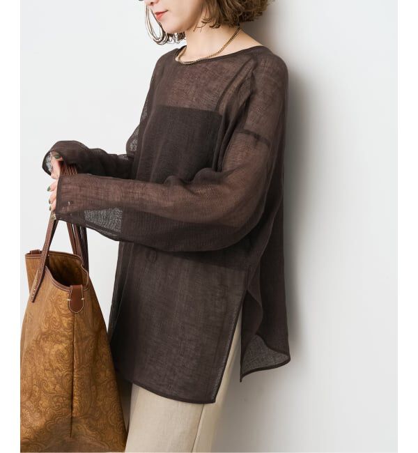 Spick and Span「《新色有り / 追加》メッシュリネンルーズプルオーバー」|シャツ・ブラウス|