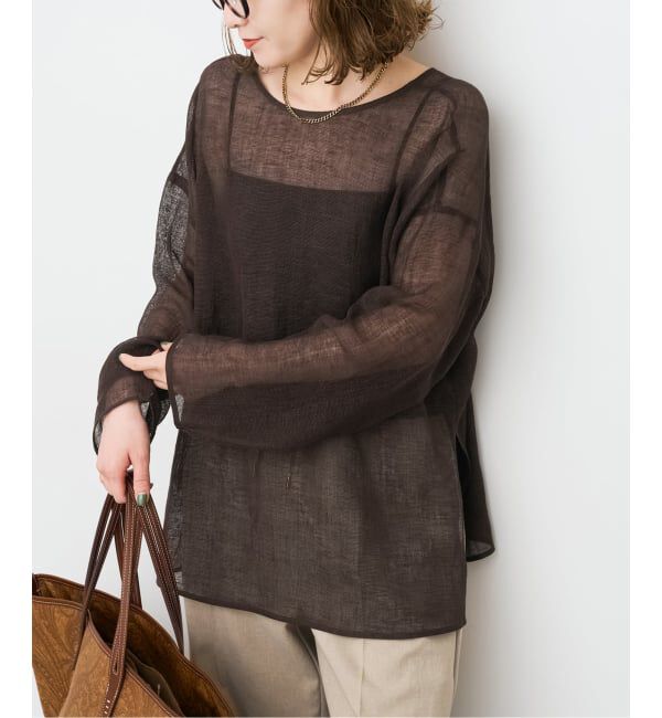 Spick and Span「《新色有り / 追加》メッシュリネンルーズプルオーバー」|シャツ・ブラウス|