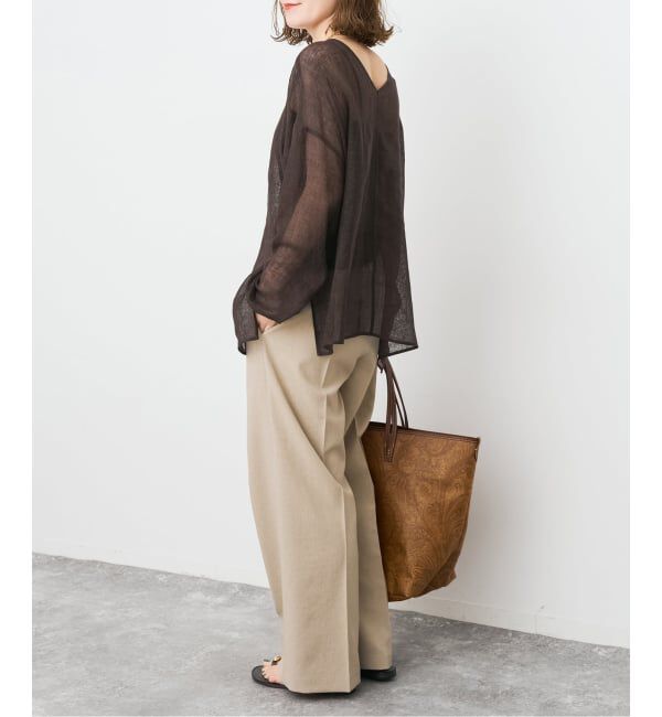 Spick and Span「《新色有り / 追加》メッシュリネンルーズプルオーバー」|シャツ・ブラウス|