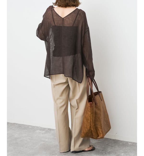 Spick and Span「《新色有り / 追加》メッシュリネンルーズプルオーバー」|シャツ・ブラウス|
