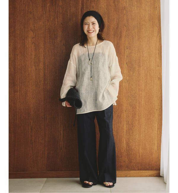 Spick and Span「《新色有り / 追加》メッシュリネンルーズプルオーバー」|シャツ・ブラウス|