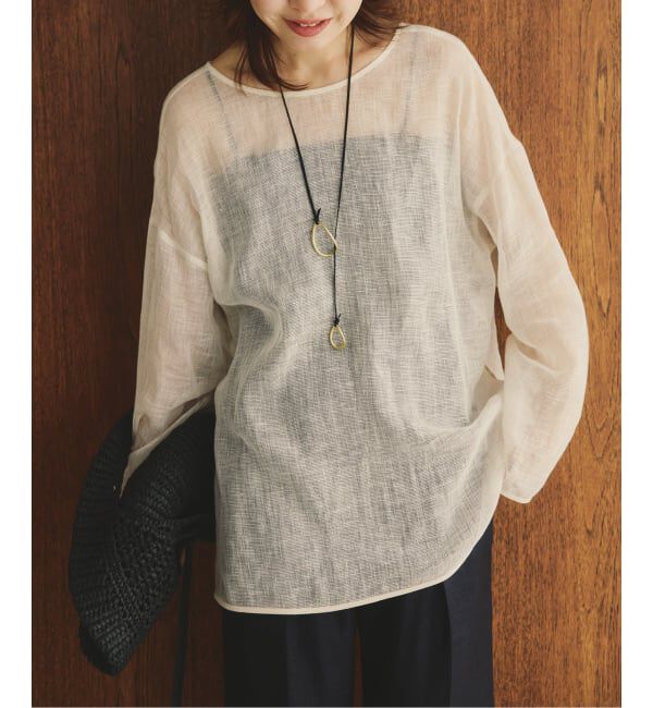 Spick and Span「《新色有り / 追加》メッシュリネンルーズプルオーバー」|シャツ・ブラウス|ナチュラル