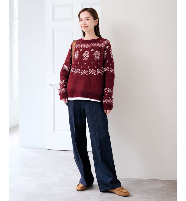 U by SPICK&SPAN「《予約》フラワーモチーフフェザージャガードニット」|ニット・セーター|