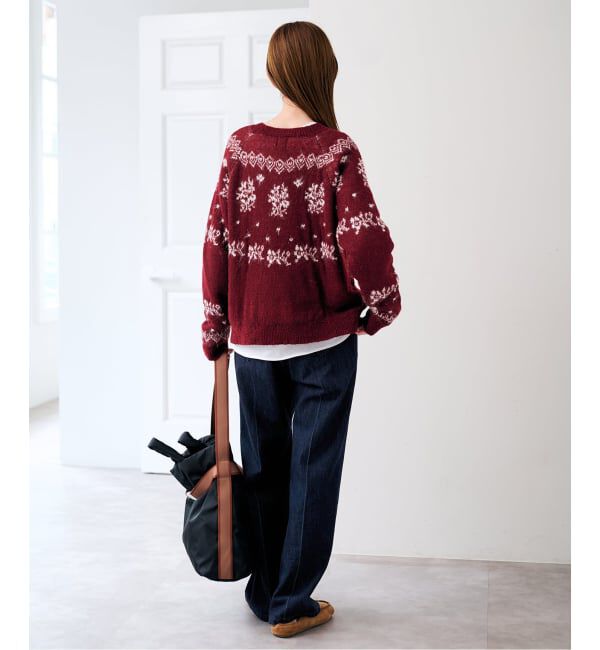 U by SPICK&SPAN「《予約》フラワーモチーフフェザージャガードニット」|ニット・セーター|