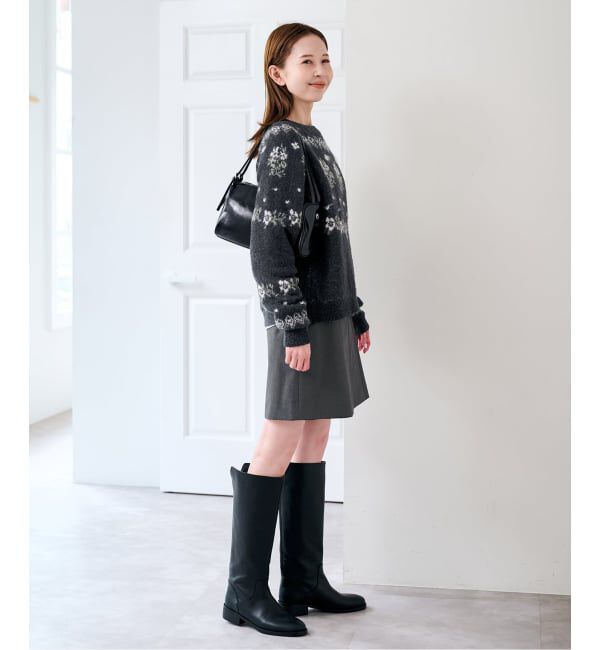 U by SPICK&SPAN「《予約》フラワーモチーフフェザージャガードニット」|ニット・セーター|