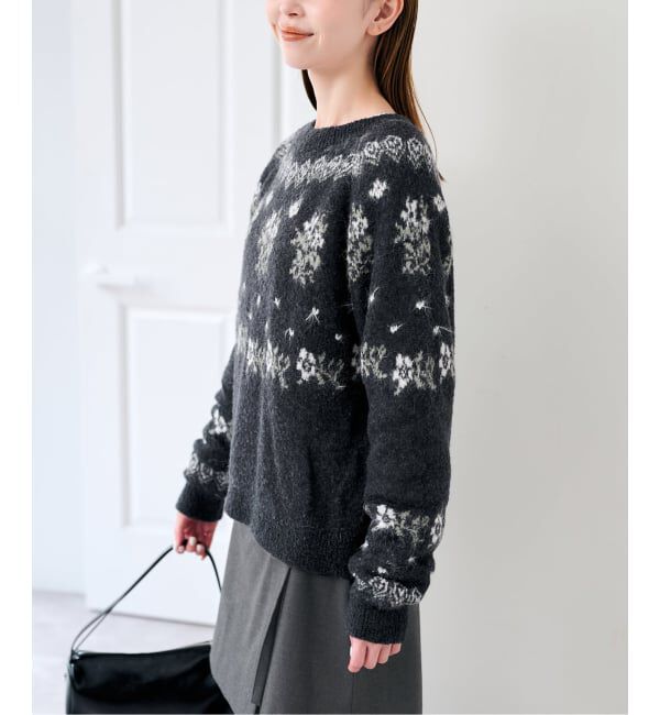 U by SPICK&SPAN「《予約》フラワーモチーフフェザージャガードニット」|ニット・セーター|