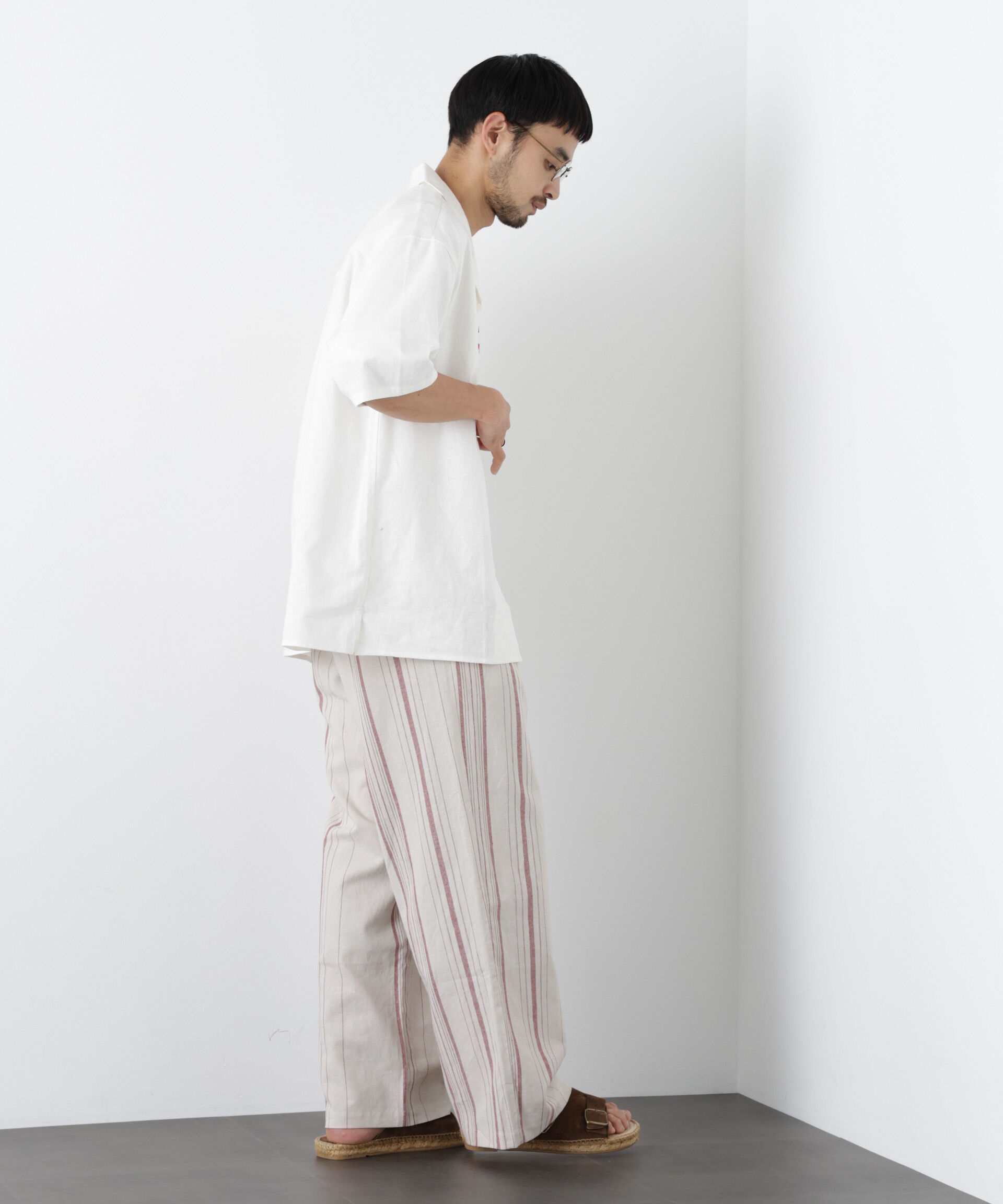 NANO universe「｢FRENCH LINEN｣ ストライプスラックス」|チノ|