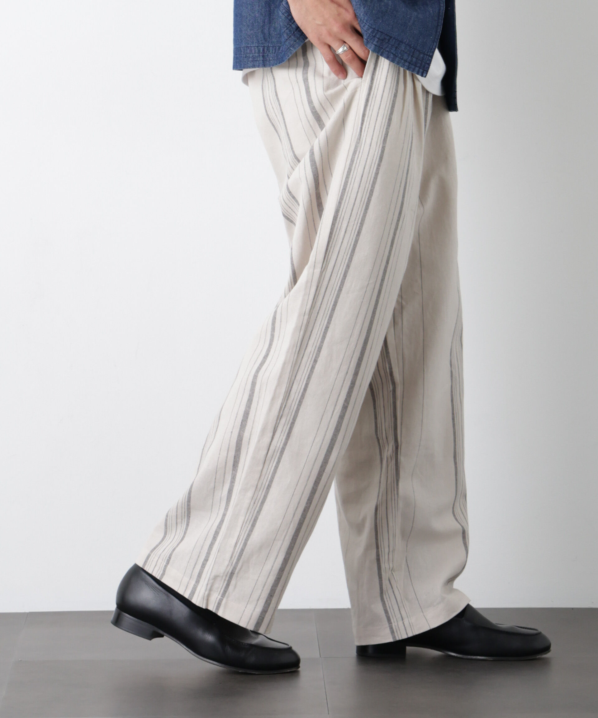 NANO universe「｢FRENCH LINEN｣ ストライプスラックス」|チノ|パターン21