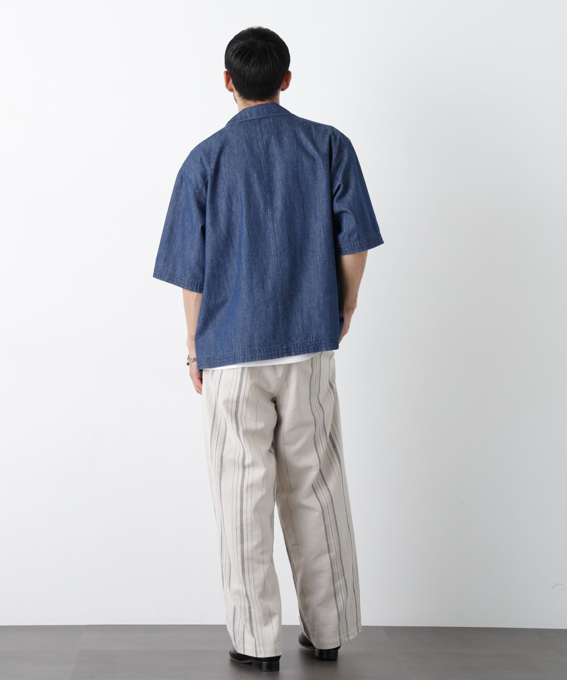 NANO universe「｢FRENCH LINEN｣ ストライプスラックス」|チノ|