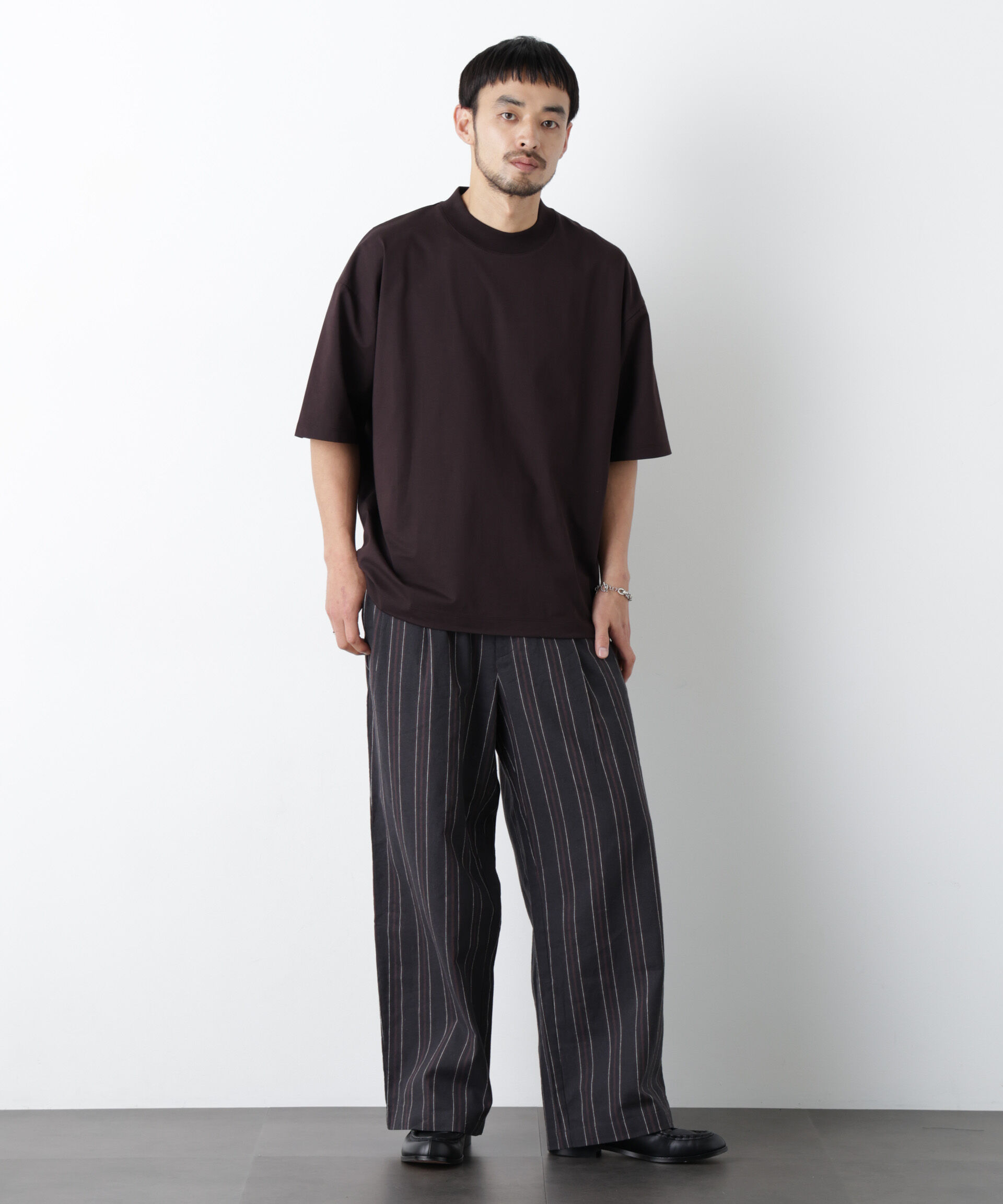 NANO universe「｢FRENCH LINEN｣ ストライプスラックス」|チノ|