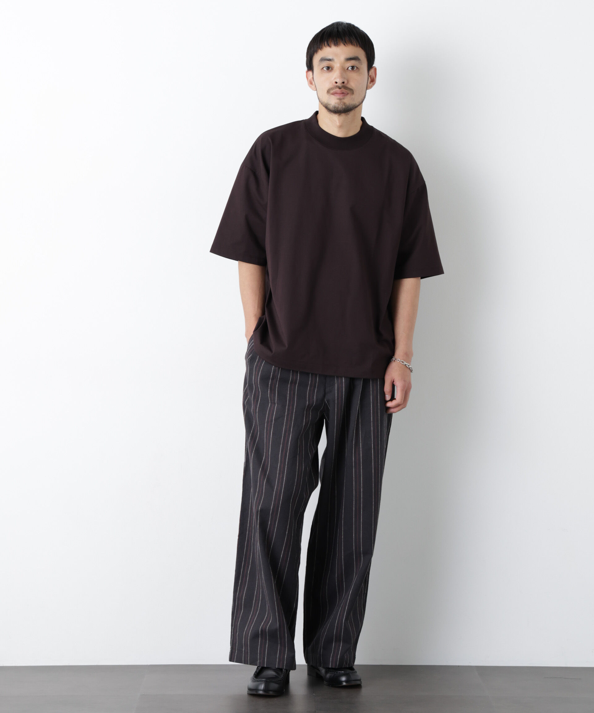 NANO universe「｢FRENCH LINEN｣ ストライプスラックス」|チノ|