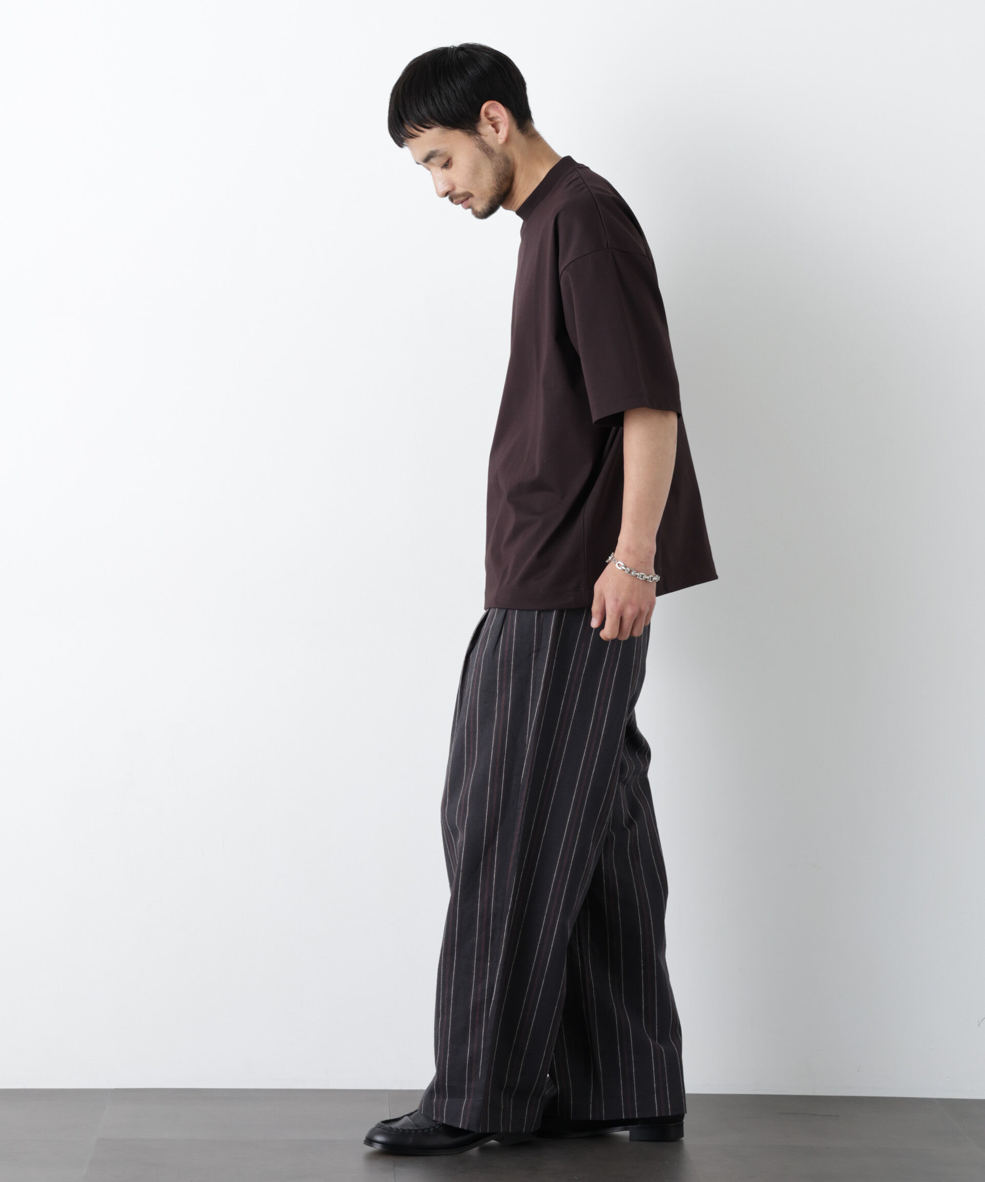 NANO universe「｢FRENCH LINEN｣ ストライプスラックス」|チノ|
