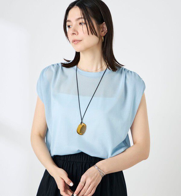NOLLEY'S「ウォッシャブルシアードライコットンショルダーギャザープルオーバー」|Tシャツ・カットソー|サックス