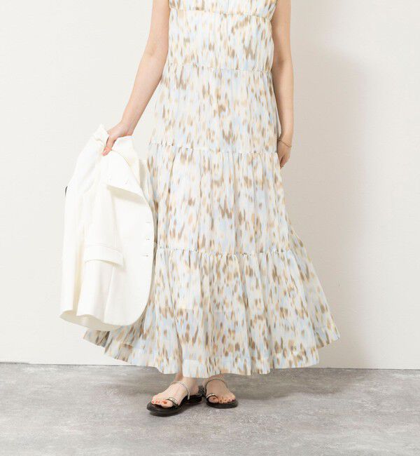 NOLLEY'S sophi「ウォッシャブルラメストライプアートプリントティアード2WAYワンピース」|ワンピース|