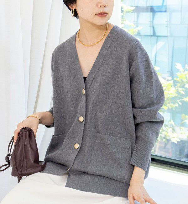 NOLLEY'S sophi「【EC限定】《手洗い可能》総針ビックVネックカーディガン」|カーディガン|ミディアムグレー
