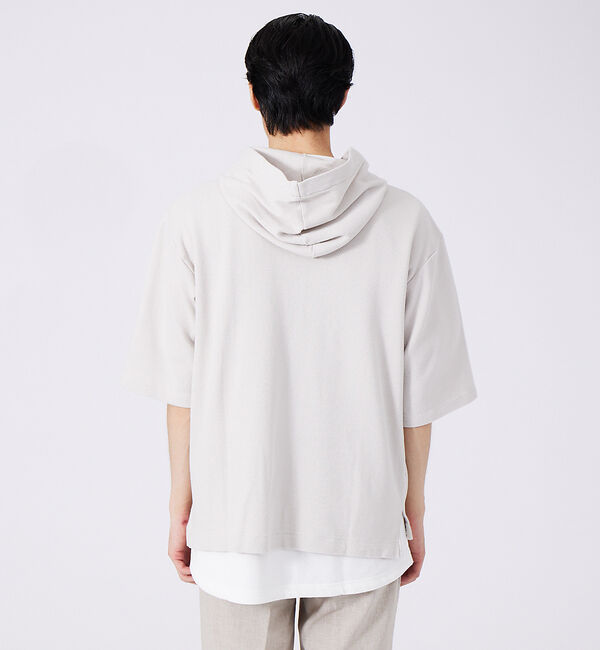 ABAHOUSE「ワッフル ハーフジップアップ 半袖パーカー」|パーカー|