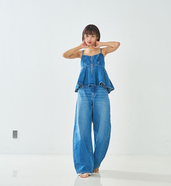 abahouse mavie「ウォッシュドバレルデニムパンツ」|デニム|