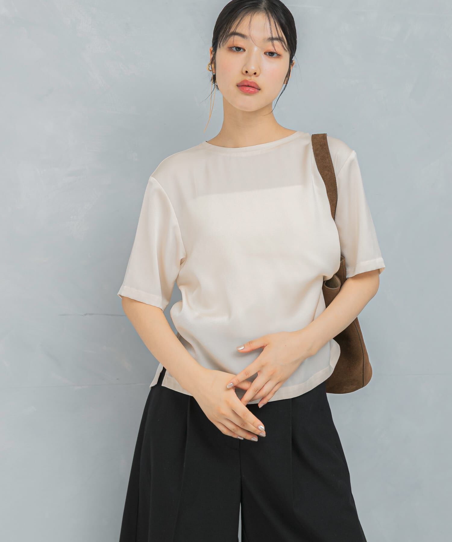 URBAN RESEARCH ROSSO「UVカットサテンブラウス」|Tシャツ・カットソー|