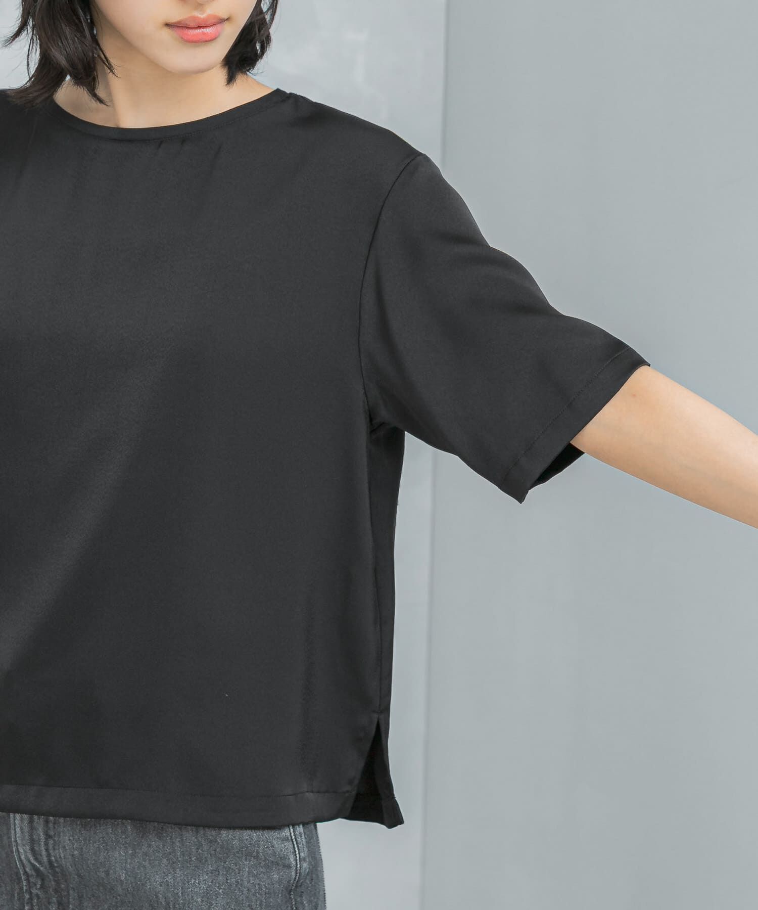 URBAN RESEARCH ROSSO「UVカットサテンブラウス」|Tシャツ・カットソー|