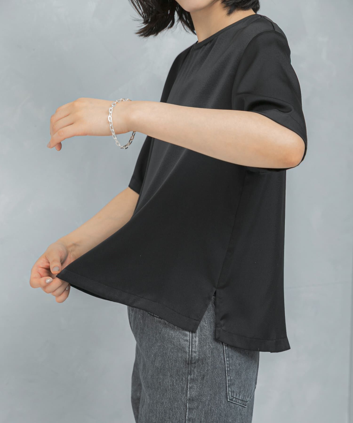 URBAN RESEARCH ROSSO「UVカットサテンブラウス」|Tシャツ・カットソー|