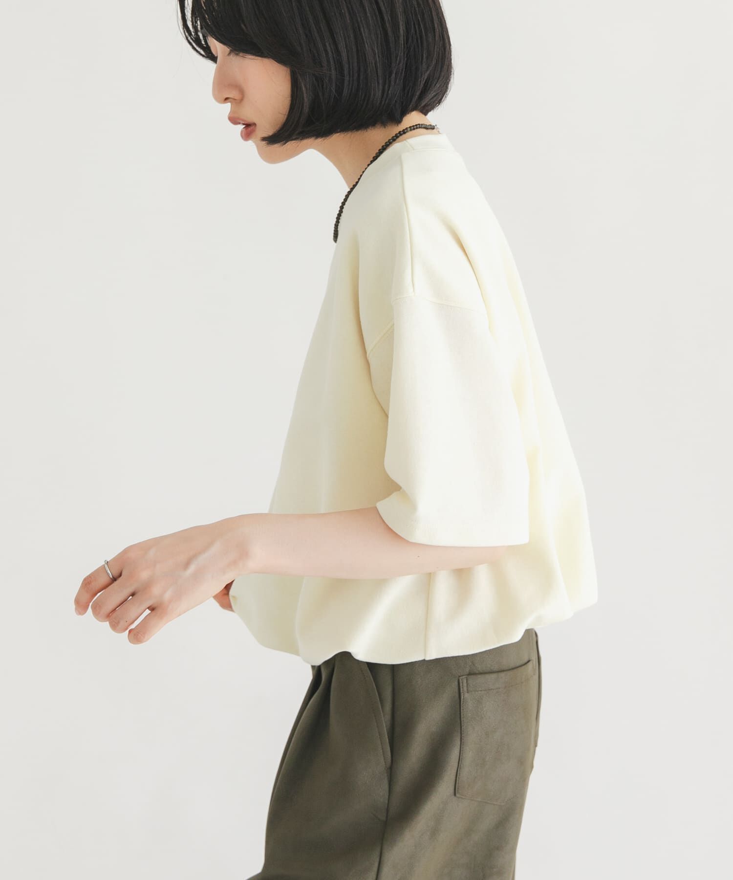  「ハーフスリーブバルーンヘムトップス」|Tシャツ・カットソー|
