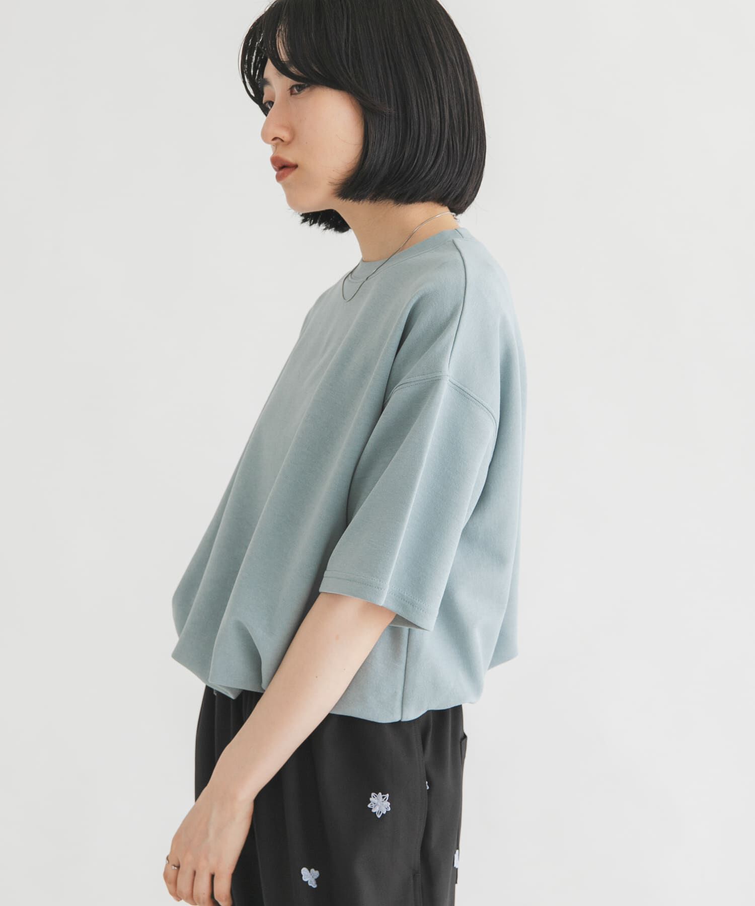  「ハーフスリーブバルーンヘムトップス」|Tシャツ・カットソー|