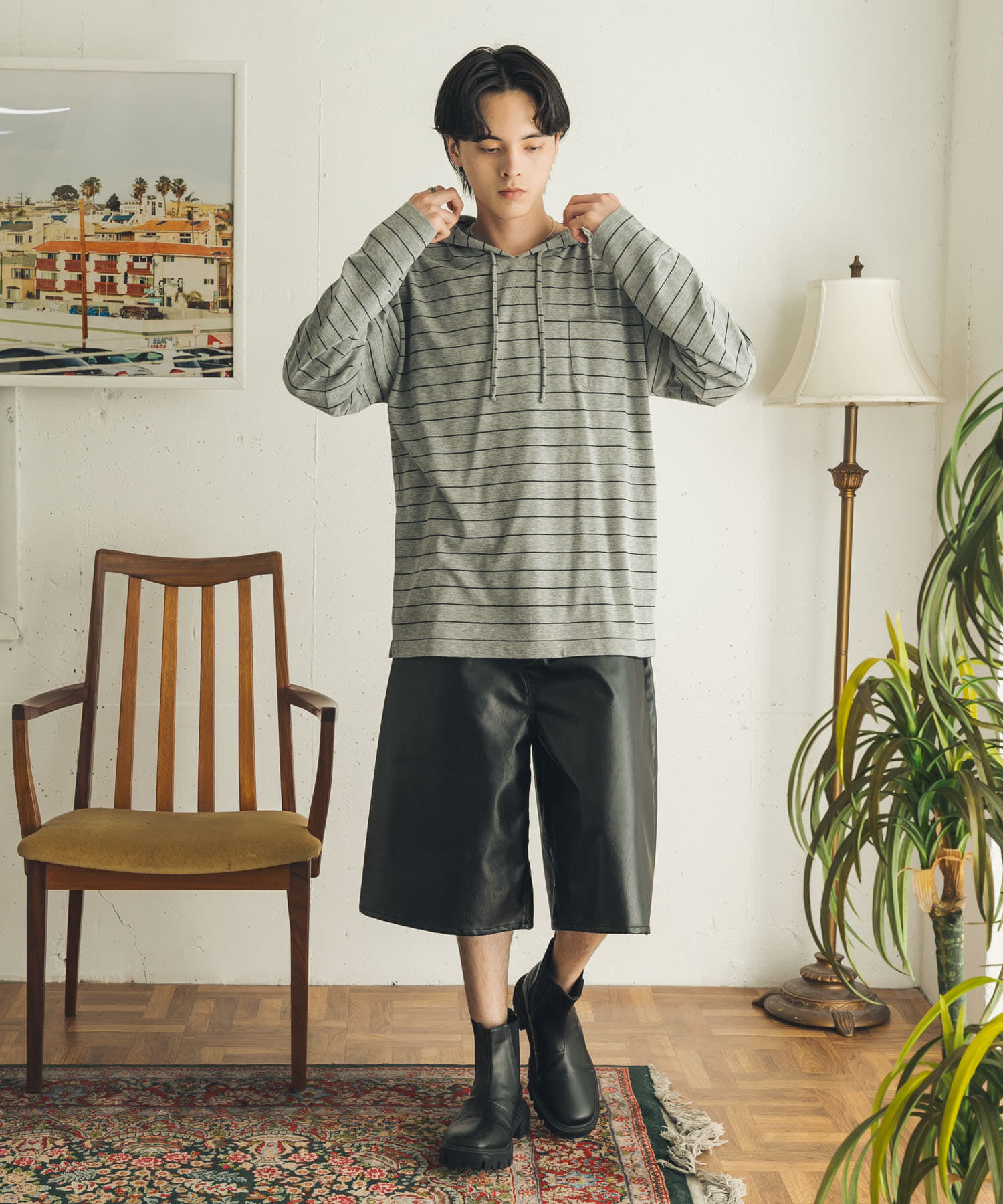 SENSE OF PLACE by URBAN RESEARCH「ボーダーフーディーロングTシャツ」|Tシャツ・カットソー|