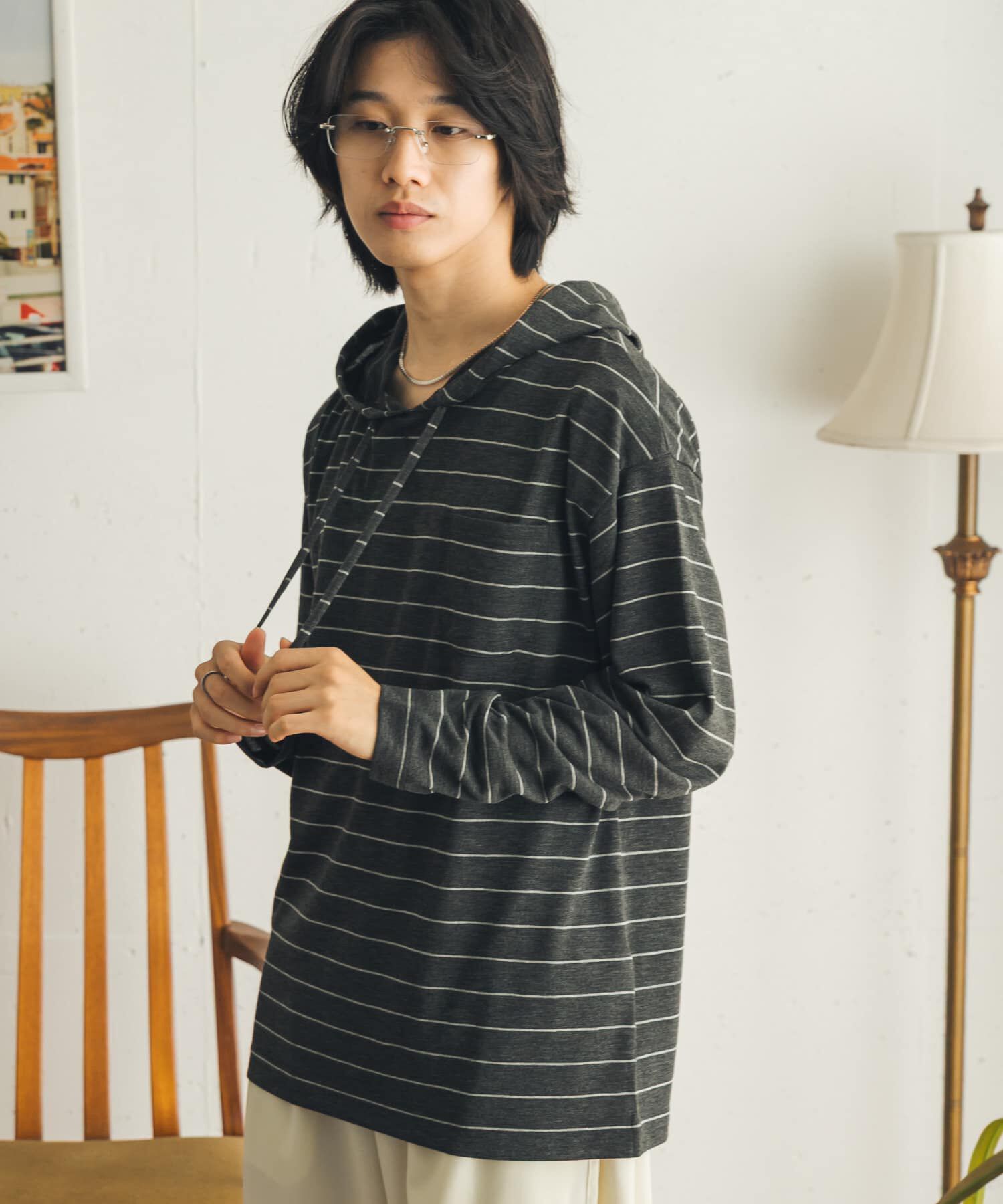 SENSE OF PLACE by URBAN RESEARCH「ボーダーフーディーロングTシャツ」|Tシャツ・カットソー|