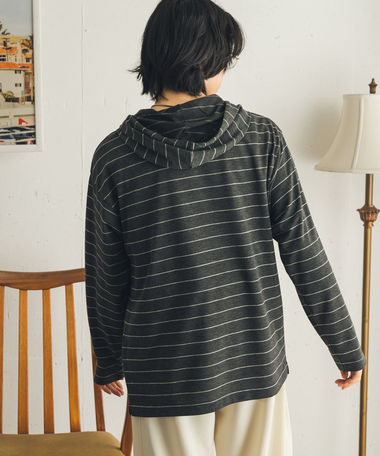 SENSE OF PLACE by URBAN RESEARCH「ボーダーフーディーロングTシャツ」|Tシャツ・カットソー|