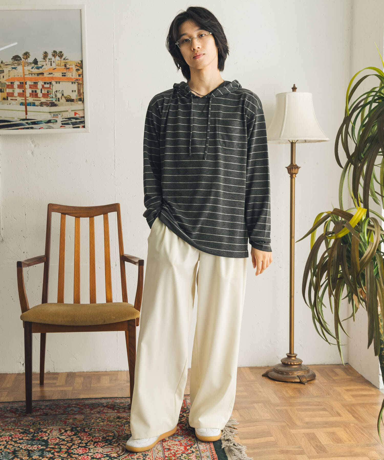 SENSE OF PLACE by URBAN RESEARCH「ボーダーフーディーロングTシャツ」|Tシャツ・カットソー|