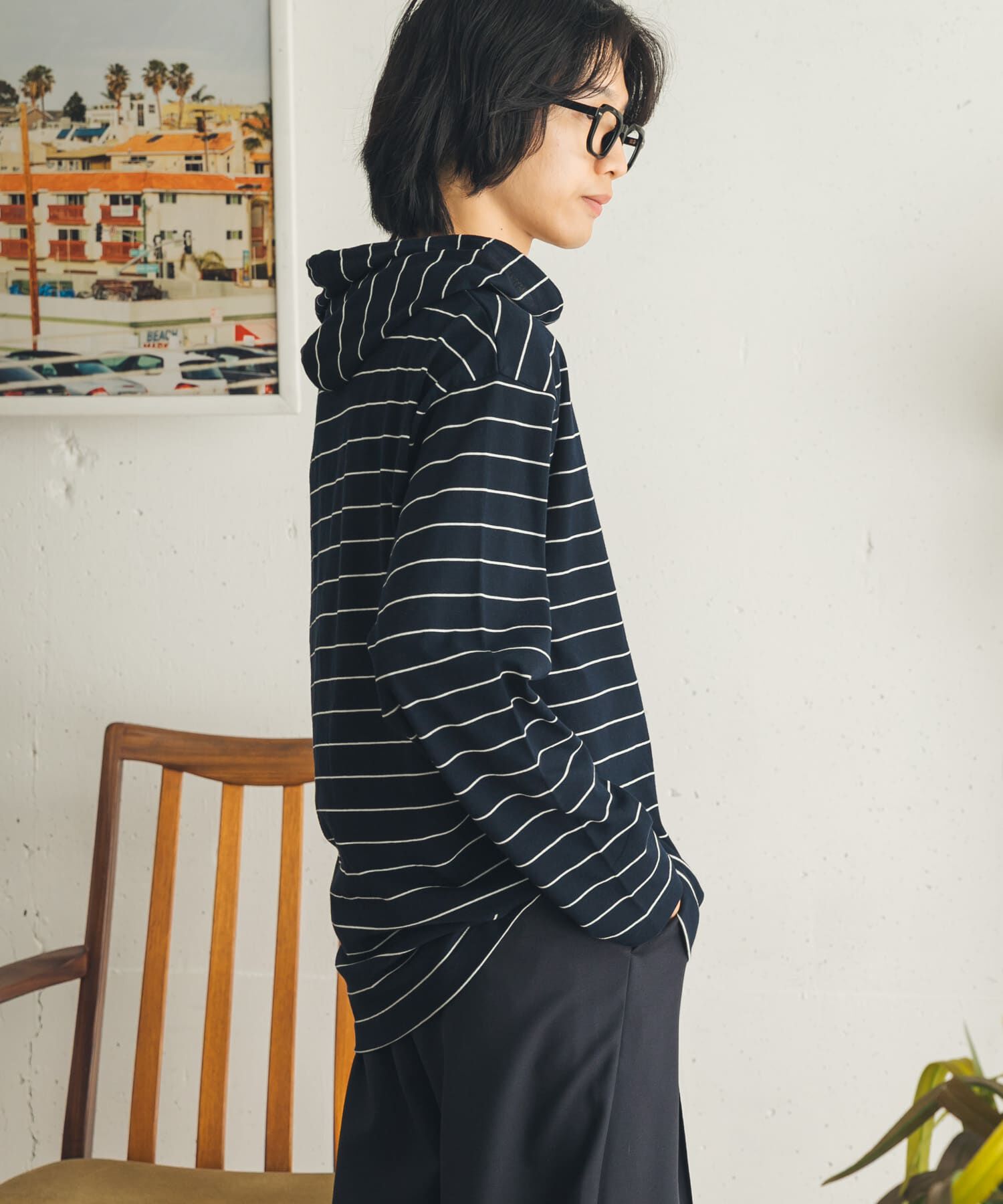 SENSE OF PLACE by URBAN RESEARCH「ボーダーフーディーロングTシャツ」|Tシャツ・カットソー|