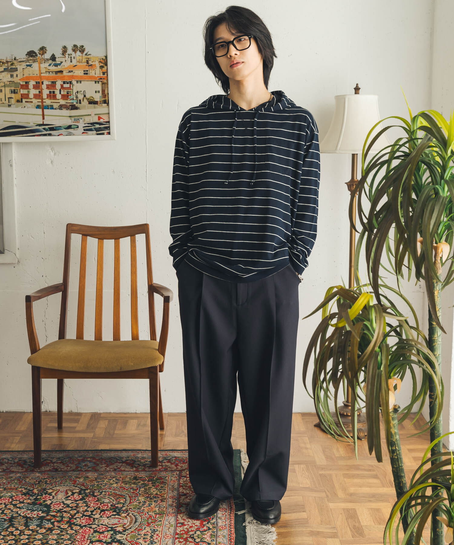SENSE OF PLACE by URBAN RESEARCH「ボーダーフーディーロングTシャツ」|Tシャツ・カットソー|