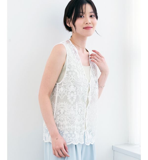  「TORRAZZO DONNAエンブロイダリーレースベスト」|ベスト・ジレ|