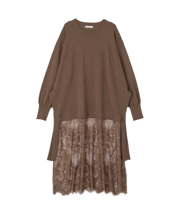 Green Parks「レースドッキングレイヤードニットワンピース」|ワンピース|