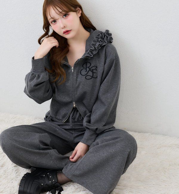  「【UVカット/セットアップ可能】刺しゅう入りキラキラスウェットパンツ」|その他|