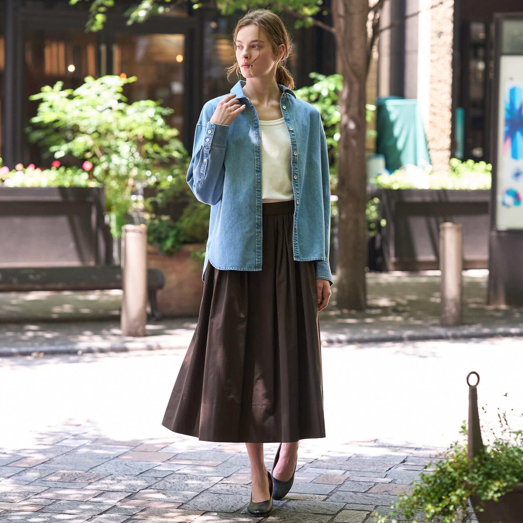 DRESSTERIOR「【取り外し可能】2WAY ボウタイデニムシャツ」|シャツ・ブラウス|