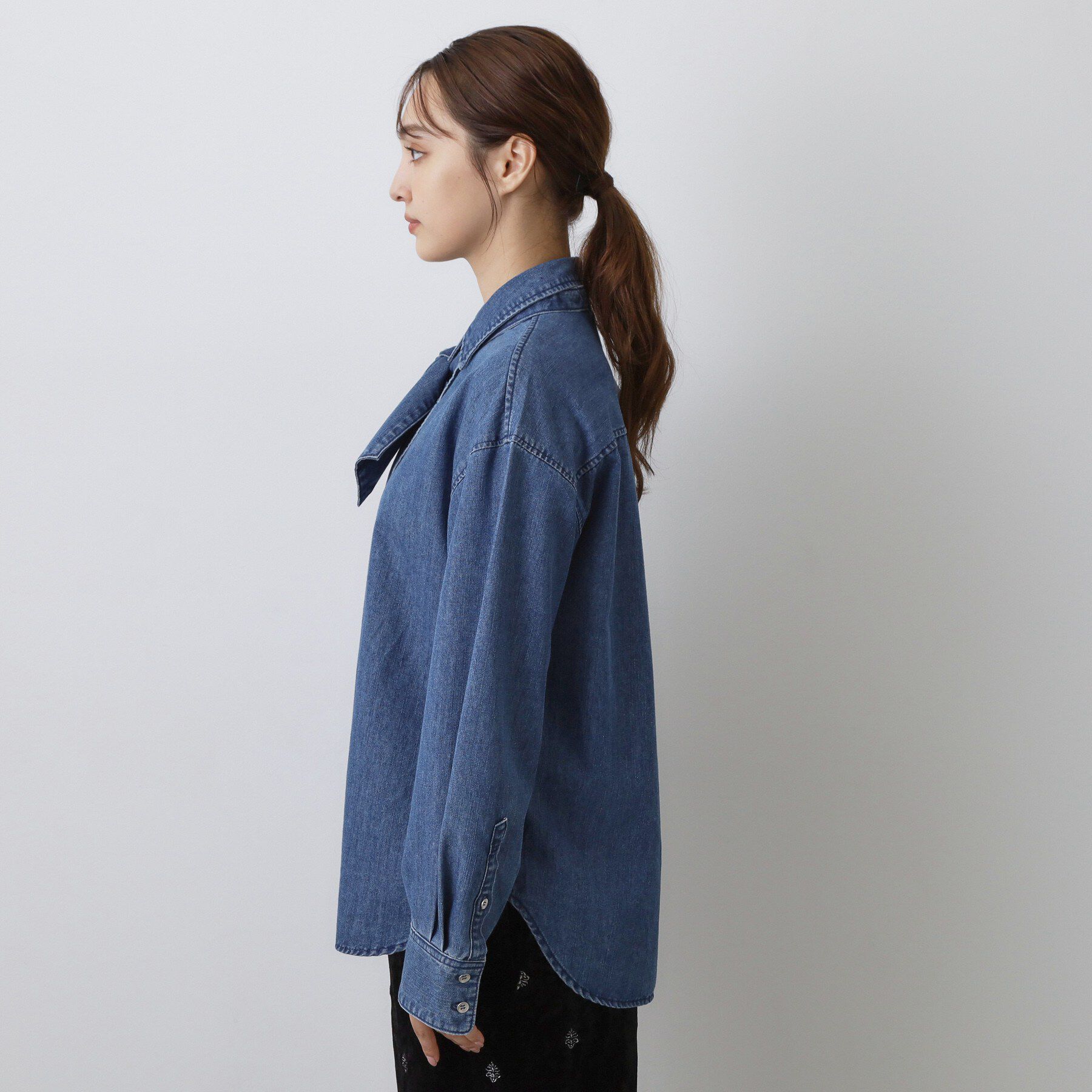 DRESSTERIOR「【取り外し可能】2WAY ボウタイデニムシャツ」|シャツ・ブラウス|